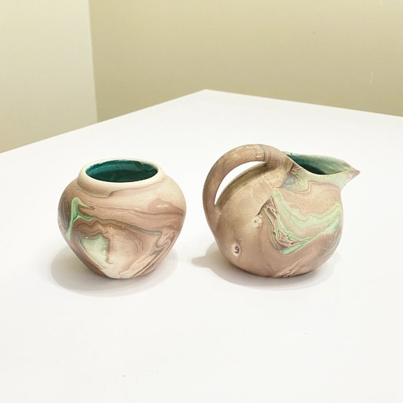 Vintage Pottery Garden of the Gods/Seven Falls Colorado Pottery Cream and Sugar - Picture 9 of 12